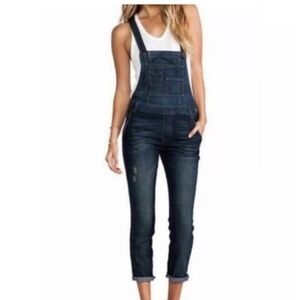 Free People Women's Blue Milo Slim Ankle Skinny Overalls Size 31